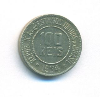 Brazil Coin 100 Reis 1934 Copper - Nickel Km 518 Unc photo