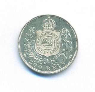 Brazil Coin 200 Reis 1867 Silver Km 471 Au/unc photo