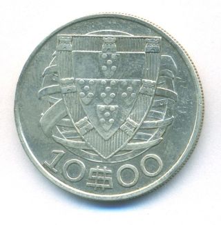 Portugal Coin 10 Escudos 1934 Silver Km 582 Axf photo