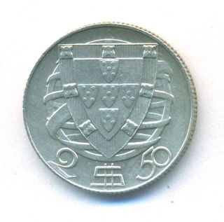 Portugal Coin 2 1/2 Escudos Silver Km 580 Bu photo