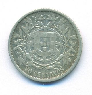 Portugal Coin 20 Centavos 1916 Silver Km 562 Vf photo