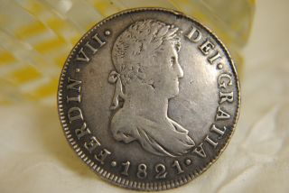 1821 Guatemala Spanish Colonial Ferdinand Vii Ng - M 8 Silver Coin photo