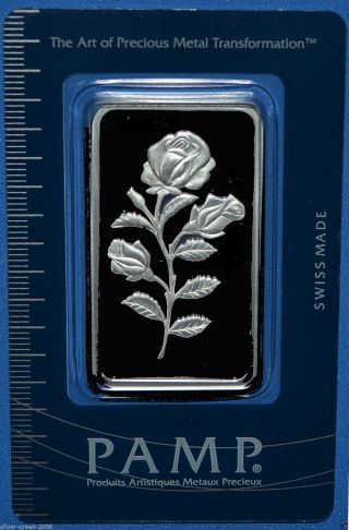 Pamp Suisse Rosa 1 Oz 999.  0 Pure Silver Bar Certified (in Assay) photo