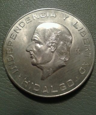 1956 Mexico Diez Peso Silver Coin - Hidalgo photo