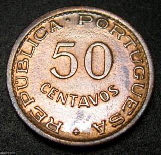 Portugal Angola 50 Centavos Coin 1954 Km 75 photo