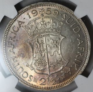 1959 Ngc Au 58 South Africa Rare 2 1/2 Shilllings Coin (only 46k Made) Coin photo