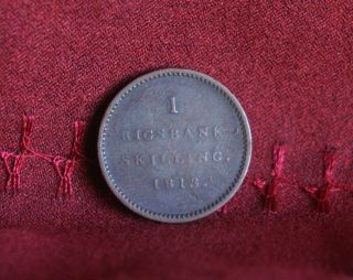 1 Rigsbank Skilling 1813 Denmark Copper World Coin Frederik Vi Scandinavia photo