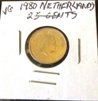 1980 Netherlands 25 - Cent Coin In Vg - Km 183 photo