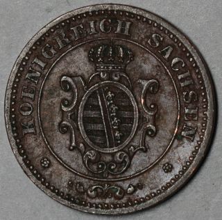 1869 Saxony Scarce Date 2 Pfennig German State Coin photo