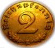 ♡ German 3rd Reich 1939e 2 Rp Coin With Swastika - Nazi Germany Ww 2 - Rare Coin Germany photo 1