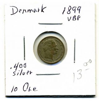 Denmark 10 Ore 1899 - Vbp, .  400 Silver,  Very Fine photo