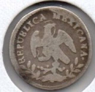 1858 - Ce Mexico 1/2 Real Silver L@@k photo