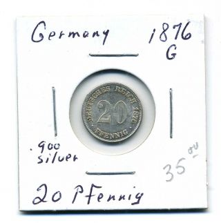 Germany 20 Pfennig 1876 - G, .  900 Silver,  Unc photo