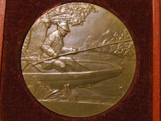Art Deco Fishing In Freshwater Fishing Competition 1933 Medal By H.  Demey photo