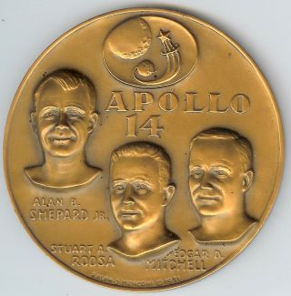 1971 Apollo 14 Brz Medallic Art Medal Shepard Roosa Mitchell Fra Mauro Moon Site photo