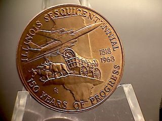 1818 - 1968 Illinois Sesquicentennial Copper Medal In photo