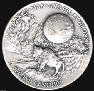 Yellowstone National Park Medal Silver Medallic Art Co.  N.  Y.  Buffalo Box photo