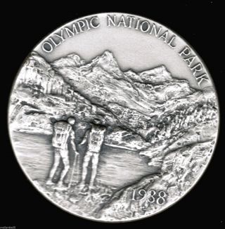 Olympic National Park Medal Silver Medallic Art Co Ny. photo