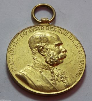 1898 Austria Gilted Bronze Crown Jubilee Medal - Franz Joseph I photo