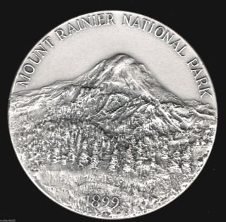 Mount Rainier National Park Medal Silver Medallic Art Co.  N.  Y Box photo