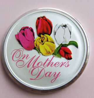 Mothers Day Pure Silver Colourful Floral Medallion On Presentation Card photo