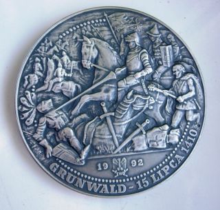 Polish 1410 Tannenberg Grunwald Battle Medal Teutonic Order Silvered photo