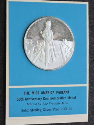 The Miss America Pageant 50th Anniversary Silver Medal Franklin C2664l photo