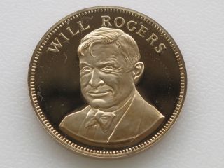 1970 Will Rogers Proof Franklin Bronze Art Medal A8165 photo