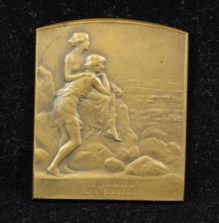 Pierre Lenoir French Bronze Plaque Medal L ' Infini Infinity photo