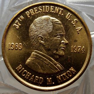 Richard M.  Nixon 37th President Of The U.  S.  A.  Brass Collector Token. .  9301 photo