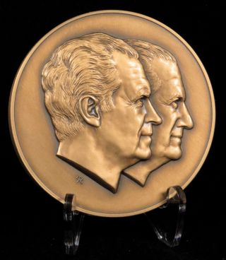 1973 Richard Nixon Spiro Agnew Official Inaugural Medal Franklin Bronze photo
