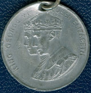 1937 King George Vi Coronation Medal In Silvered White Metal photo