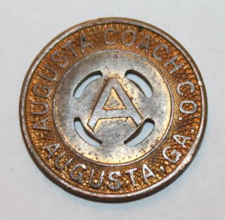 Vintage Die Cut Token Augusta Coach Co.  Augusta Ga Good For One Shcool Fare Bus photo