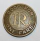 Vintage Transit Token Indiana Railroad Division Of Wesson Co Good For One Fare Exonumia photo 2