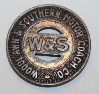 Vintage Die Cut Bus Token Woodlawn & Southern Motor Coach Co.  W&s For One Fare photo