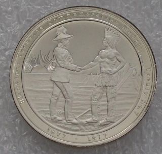 1877 - 1977 Blackfoot Crossing Piece Sterling Silver Table Medal Proof photo