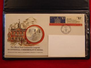 1st Bicentennial Cover W/1 Troy Oz Pure Silver Commemorative Proof Medal,  9/5/74 photo