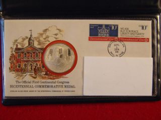 1st Bicentennial Cover W/1 Troy Oz Pure Silver Commemorative Proof Medal,  9/5/74 photo