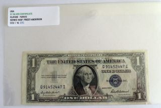 Us One Dollar Silver Certificate Series 1935f Issue photo