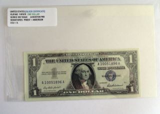 Us One Dollar Silver Certificate Blue Seal Series 1957 Issue photo