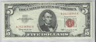 Series 1963 Us Note $5 Bill Tough Date Au photo