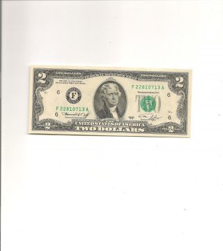 1976 $2 Frn Atlanta F Note Sn F22810713a Cu Uncirculated Very Crisp photo