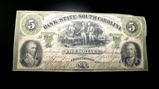 Scarce 1861 Bank Of The State Of South Carolina Charleston Obsolete photo