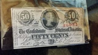 Confederate 1863 50 Cent Banknote photo