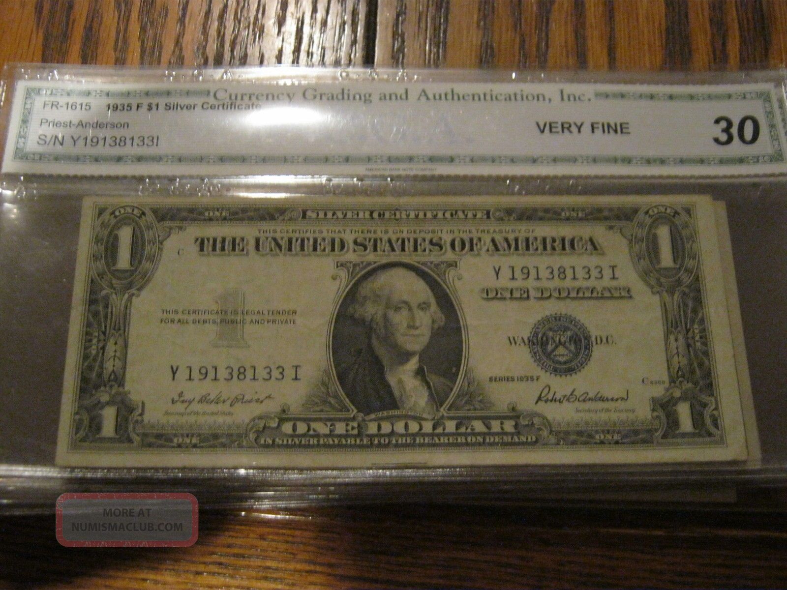 1935 F $1 / Silver Certificate / Fr 1615 / C G A Very Fine 30