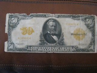 1913 $50 Gold Certificate Fr 1199 - Very Rare Hard To Find Note photo