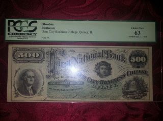 Obsolete Banknote Pcgs Graded Gem Choice 63 This Note Is 141 Years Old. photo