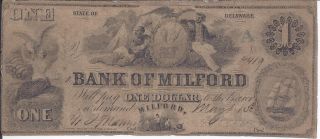$1 1853 Bank Of Milford,  Delaware,  One Dollar, ,  Unique photo
