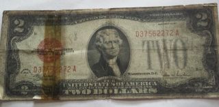1928 Two Dollar Silver Certificate - Red photo