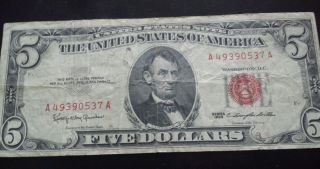 1963 5 Dollar Silver Certificate - Red photo